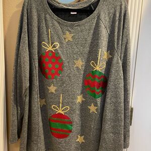 Holiday Time Women’s Plus Size Christmas Ornament Balls Sweater 2X